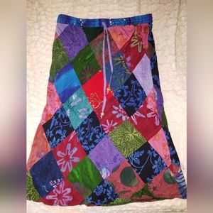 Peaceful People patchwork midi boho festival skirt